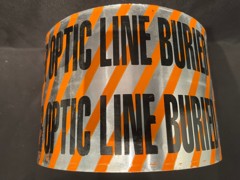 Caution Fiber Optic Line Buried Below Barricade Underground Detectable Tape Roll