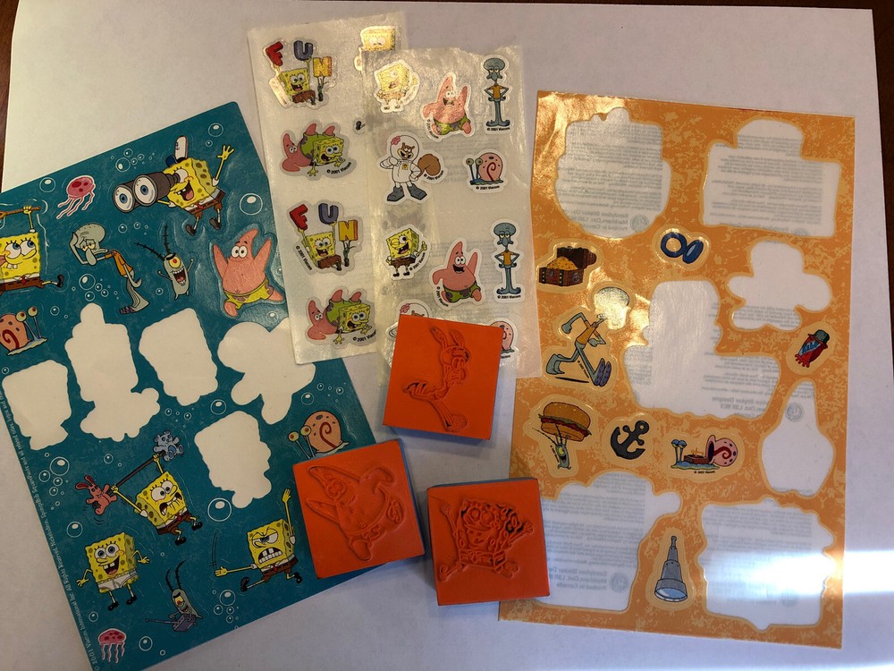 3 Spongebob Squarepants~Patrick~Squidward Foam Stamps/Sticker Lot Gary~Plankton