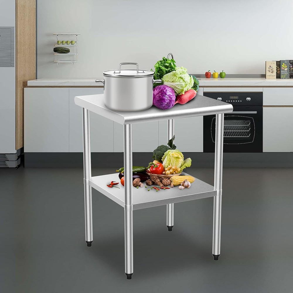 24'' x 24'' Stainless Steel Table for Prep & Work with Adjustable UnderShelf New