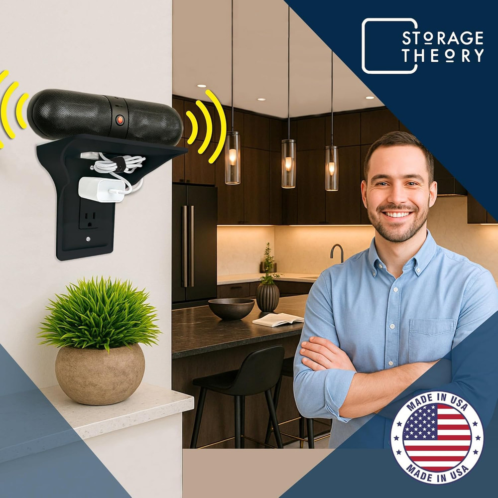 Beratek Power Perch Wall Outlet Shelf | Declutter & Reclaim Counter Space | Bedr