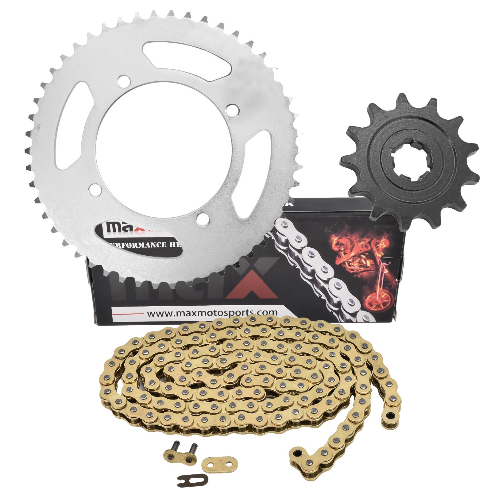 Gold Drive Chain & Sprockets Kit for Kawasaki KLX140 2008-2024 KLX140R 2025