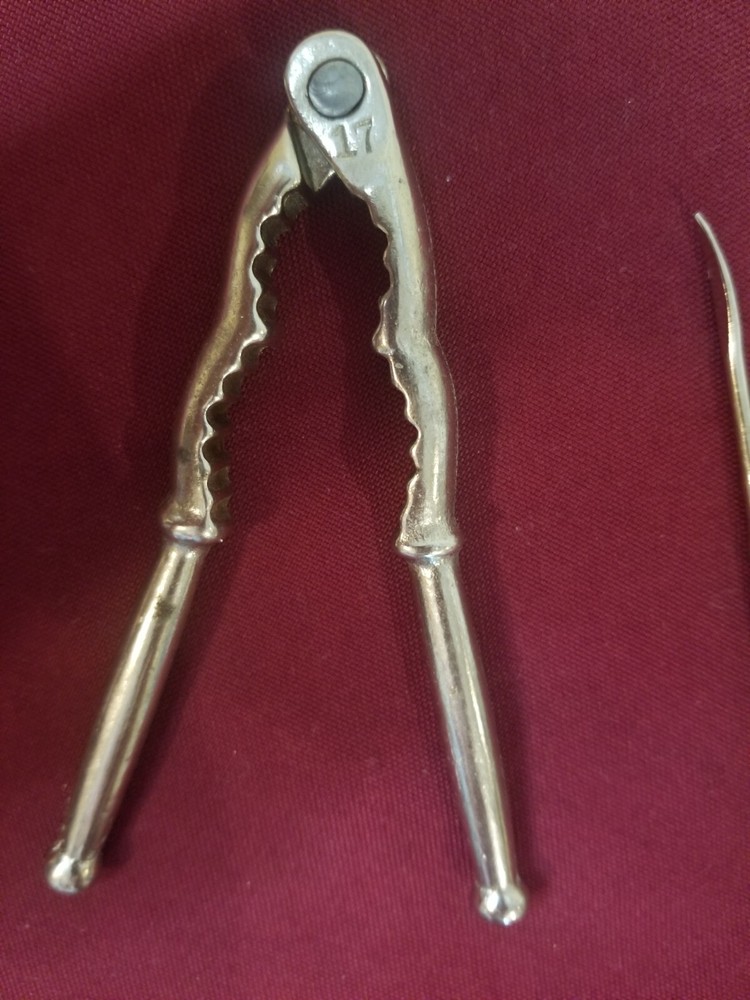 Vintage SS NUT CRACKER Tools Set of 1 Cracker 2 Picks Walnuts Pecan Lobster EUC