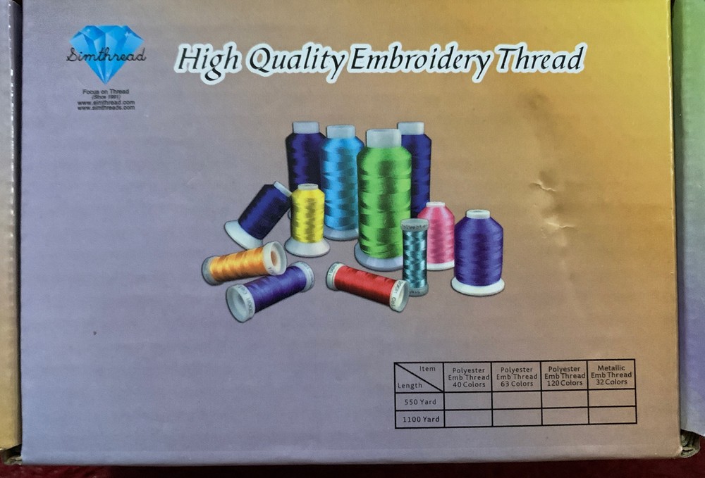 Simthread Lilac 612 white ￼3 Pack 5500y Polyester Embroidery Sewing Thread White