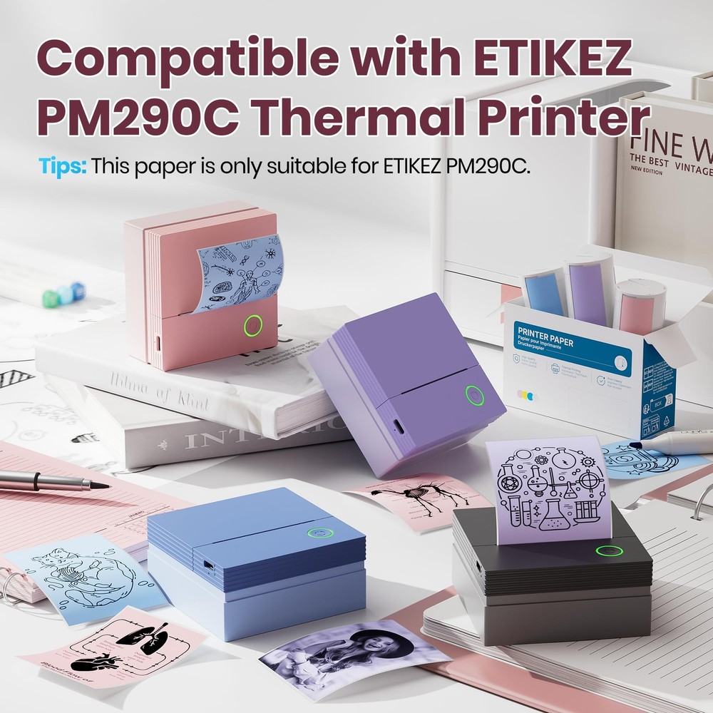 Genuine Self-Adhesive Thermal Printer Stickers, Compatible with PM290C Mini S...