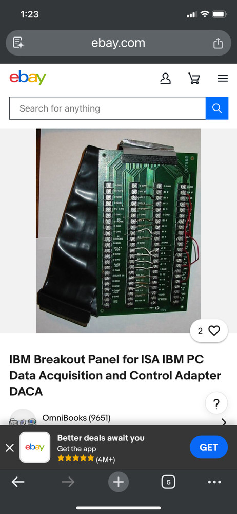 Vintage IBM Breakout Panel ISA PC Data Acquisition Control Adapter DACA 60 Pin
