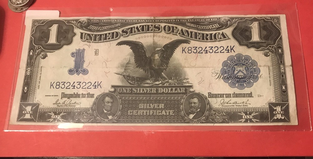 1899 $ 1 black eagle silver certificate , Bank Note￼￼