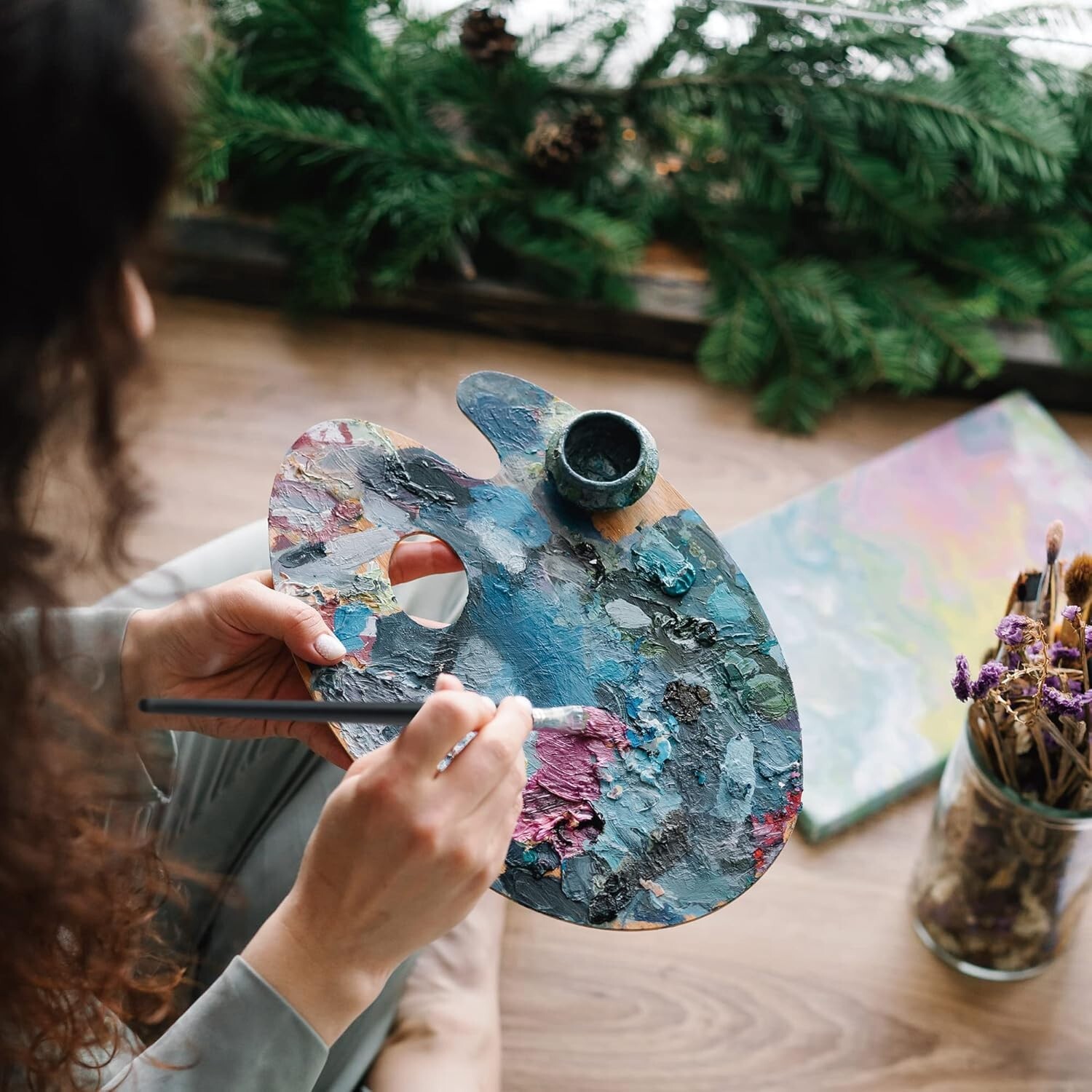 ARTIFY 24 Pieces Professional Oil Paint Brush Set, Long Handle Hard Nylon Hair