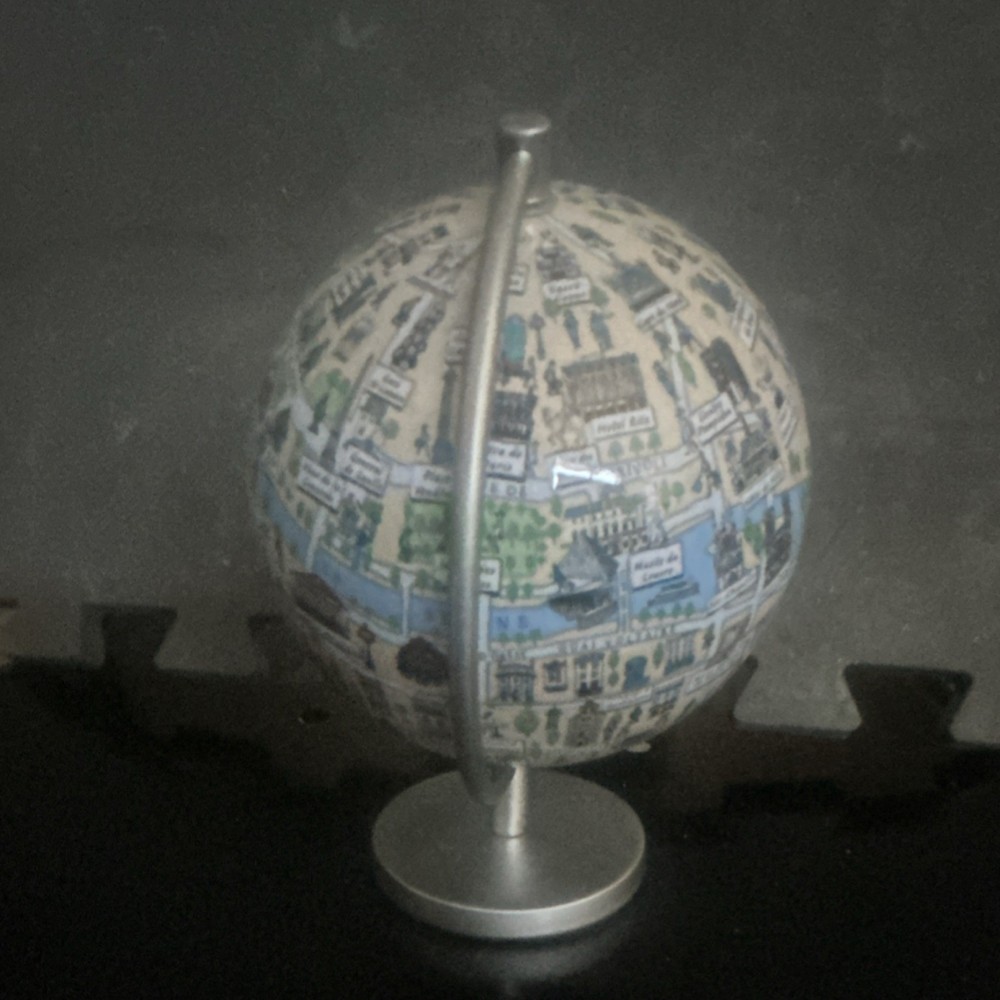 Small Decorative Multicolor Rotating Tabletop Globe with Metal Stand