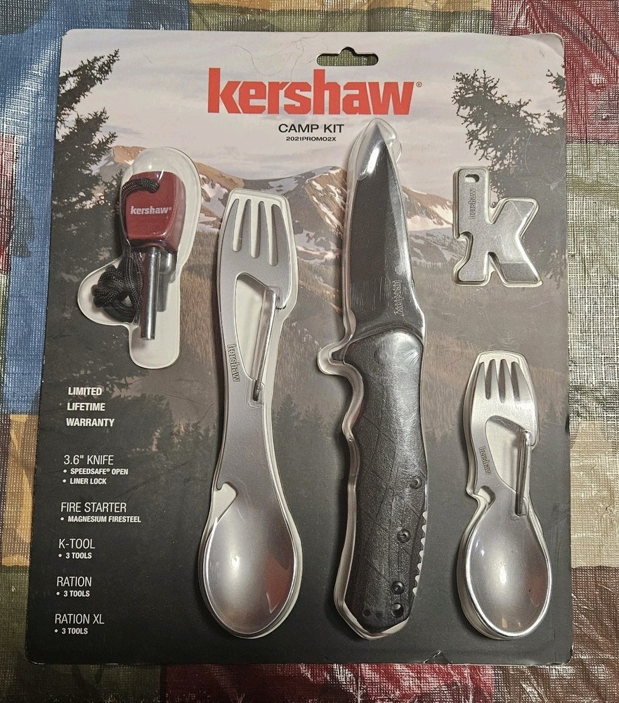 Kershaw Camp Kit - Survival Tool Kit  Knife  Firestarter & more