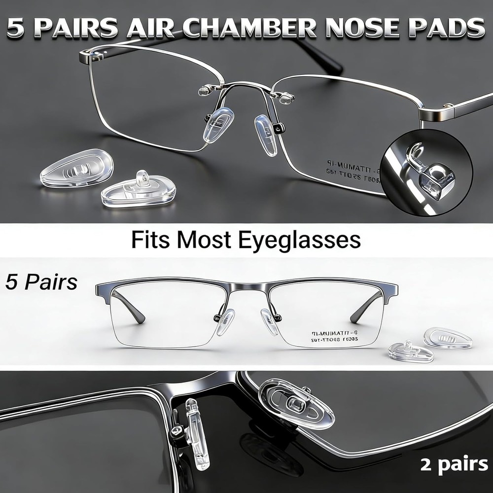 5-Pair Replacement Nose Pad Kit - Silicone & Multi-Functional Tool