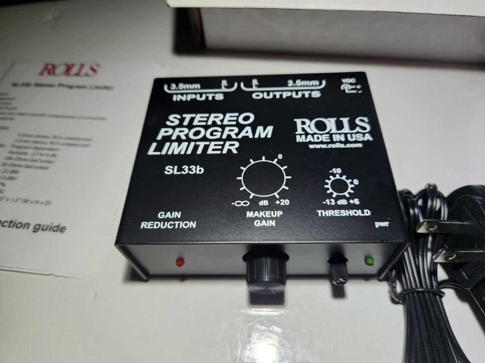 Rolls SL33b Mini Stereo Program Limiter w/RCA & 3.5mm In/Out