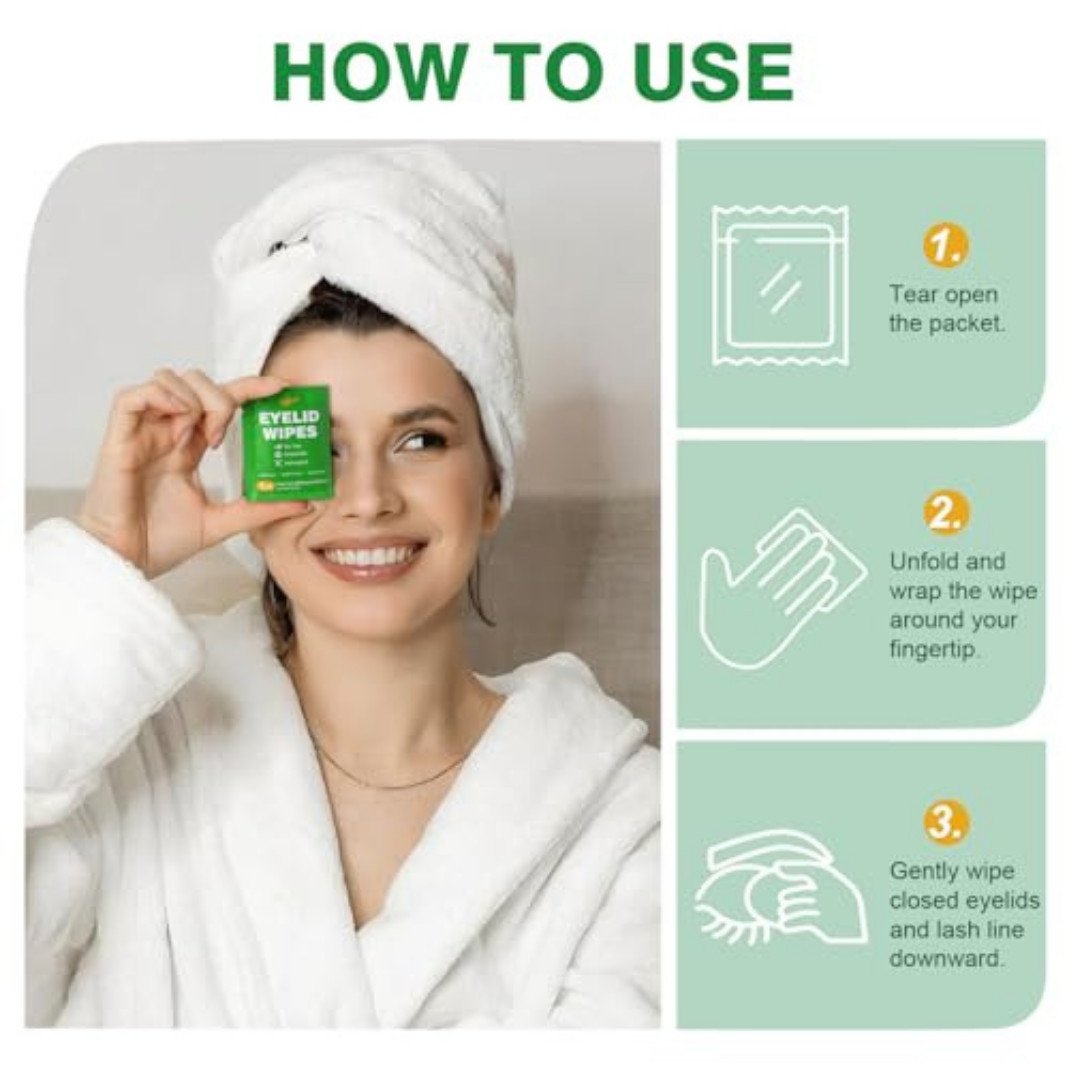 60PCS Tea Tree Oil Eyelid Wipes – Individually Wrapped Eye Lid Cleaning Wipes US