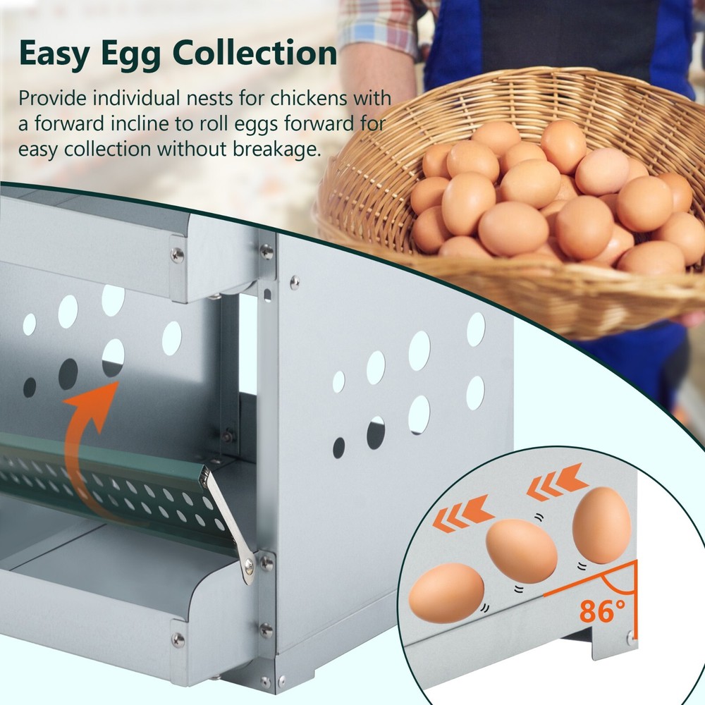 6 Room Metal Chicken Nesting Boxes 6 Compartment Egg Coop