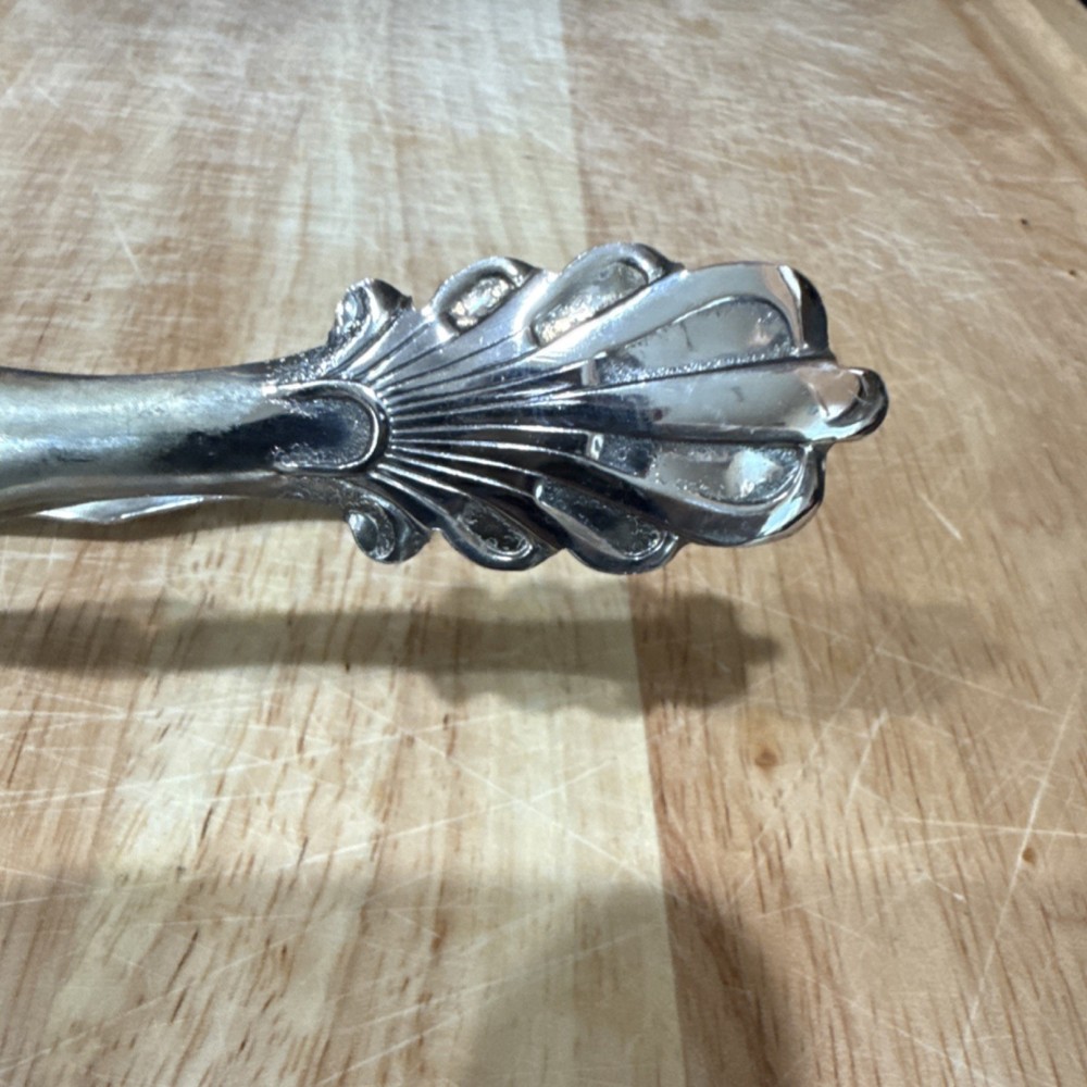 Silver Plated Decorative Shell Design Tongs Collectible Ornate