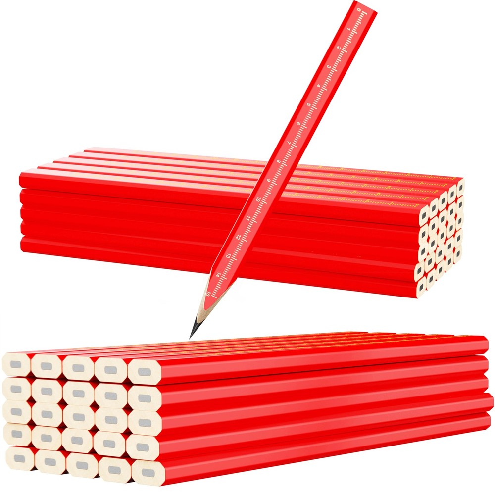 RONDURE 25-Pack Carpenter Pencils for Construction Woodworking Precise red