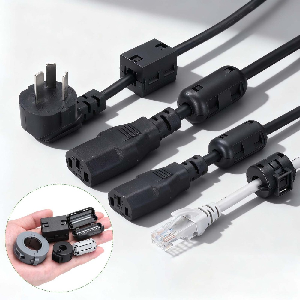 10mm Clip-on Ferrite Ring Core for Cable, Black 4pcs