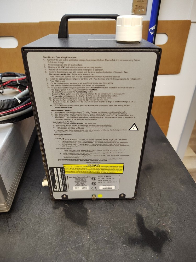 DPSS Lasers Model 3501 Laser Head With Thermotek Solid St. Recirculating Chiller