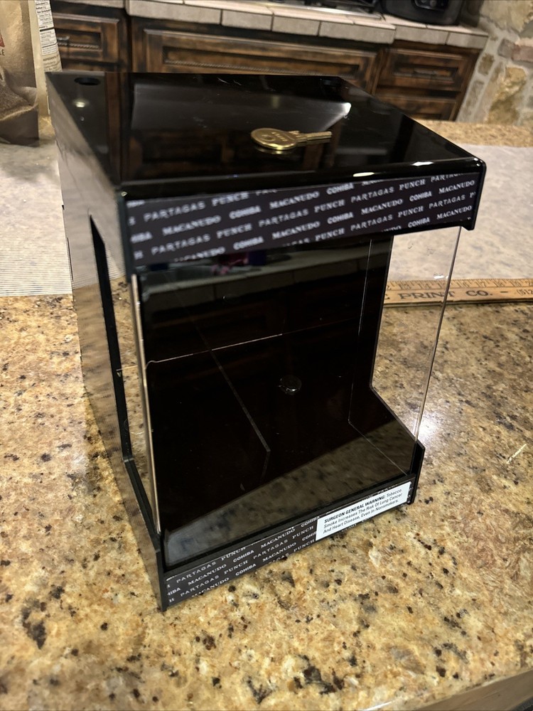 Acrylic Lockbox Countertop Display Case - Cigar Advertisement -