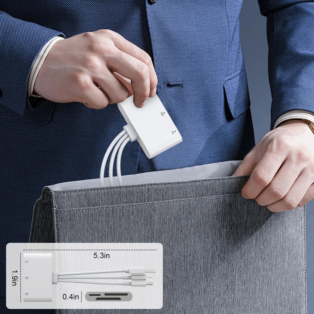 XD Card Reader, SD Reader for iPhone, 3 in 1 SD/TF/XD Picture White