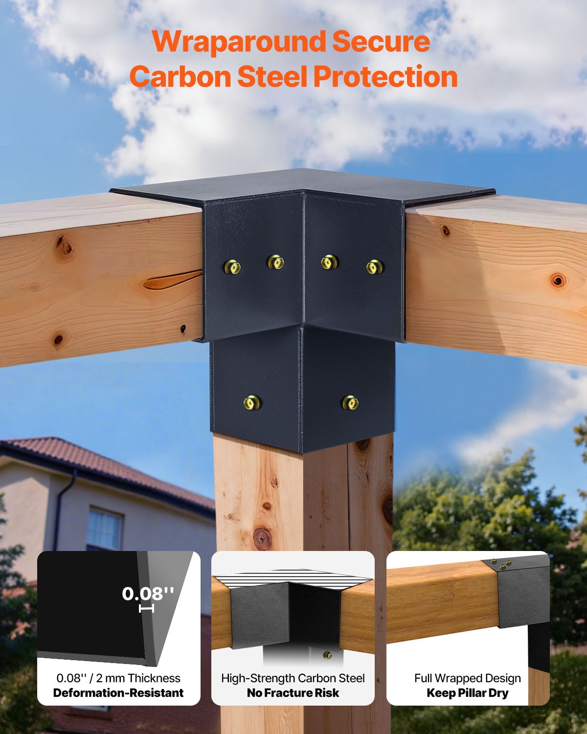 VEVOR 4x4" Pergola Bracket Kit Inner 3.5x3.5 3- and 4-Way Brackets for Gazebo