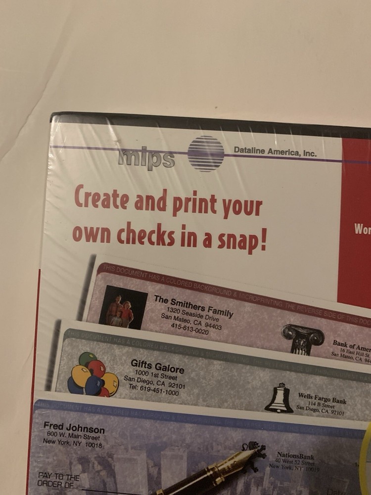 VersaCeck Check Personal 1998 w/ Blank Checks PC CD Print templates program New