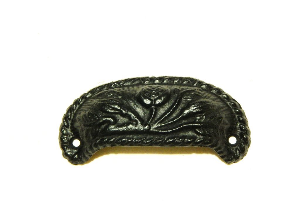Victorian Drawer Pulls Black Cast Iron 3" Center Mounting