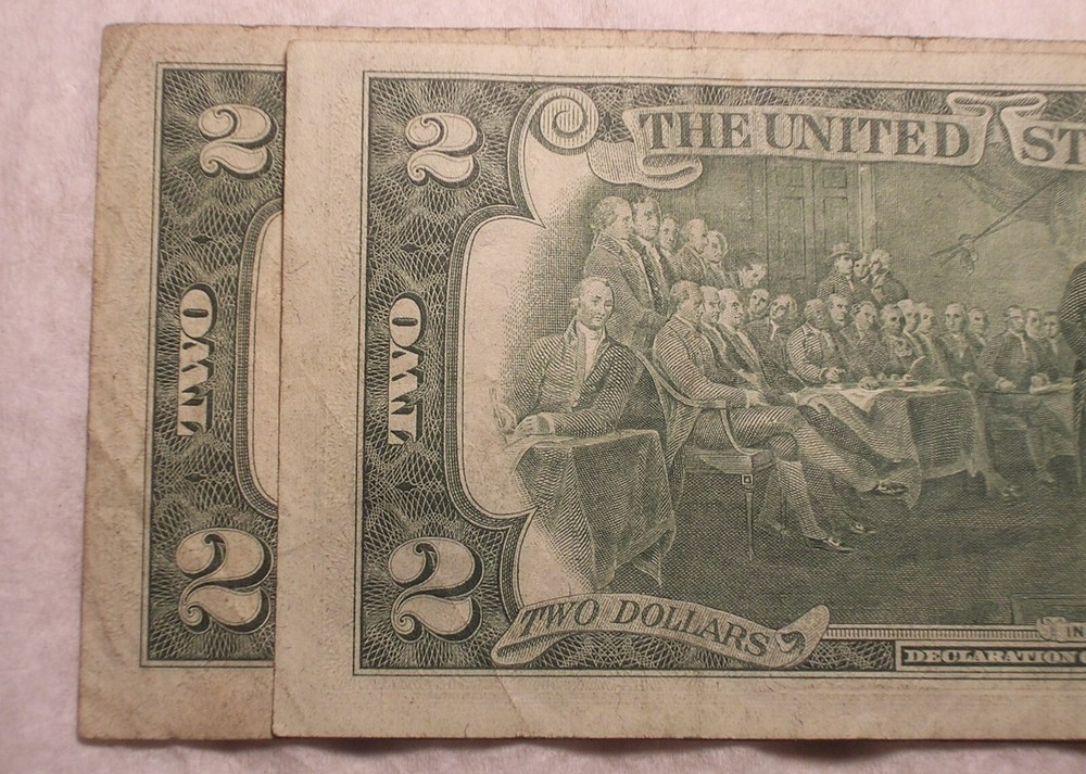 1976 $2 Dollar Note, 2 Errors, Miscut/Misaligned and Small Size Errors