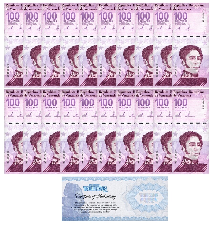 VENEZUELA 100 DIGITALES qty 20 2021 CIR 100 million bolivar USA!