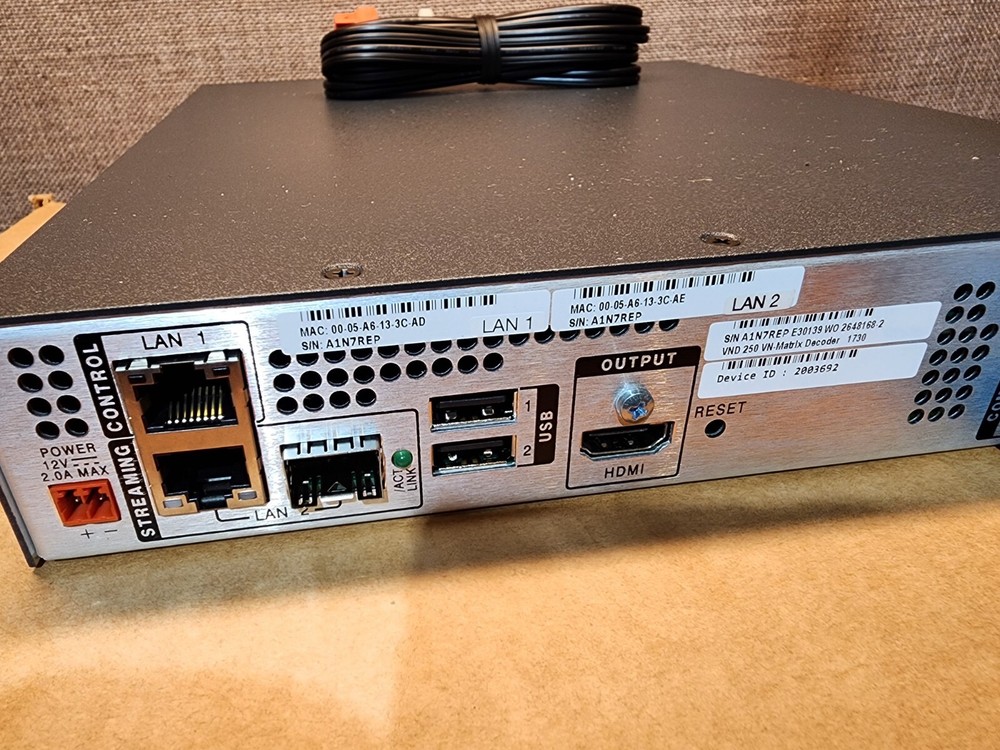 NEW EXTRON VND-250 Decoder HDMI, Audio, USB K&M REAL-TIME STREAMING 60-1275-01