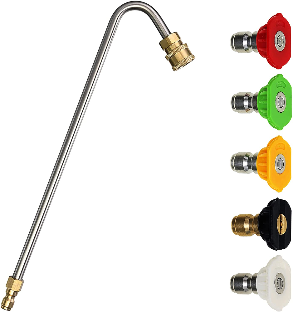 Pressure Washer Gutter Cleaner Attachment, Angled Extension Wand, 5 Nozzle Tips