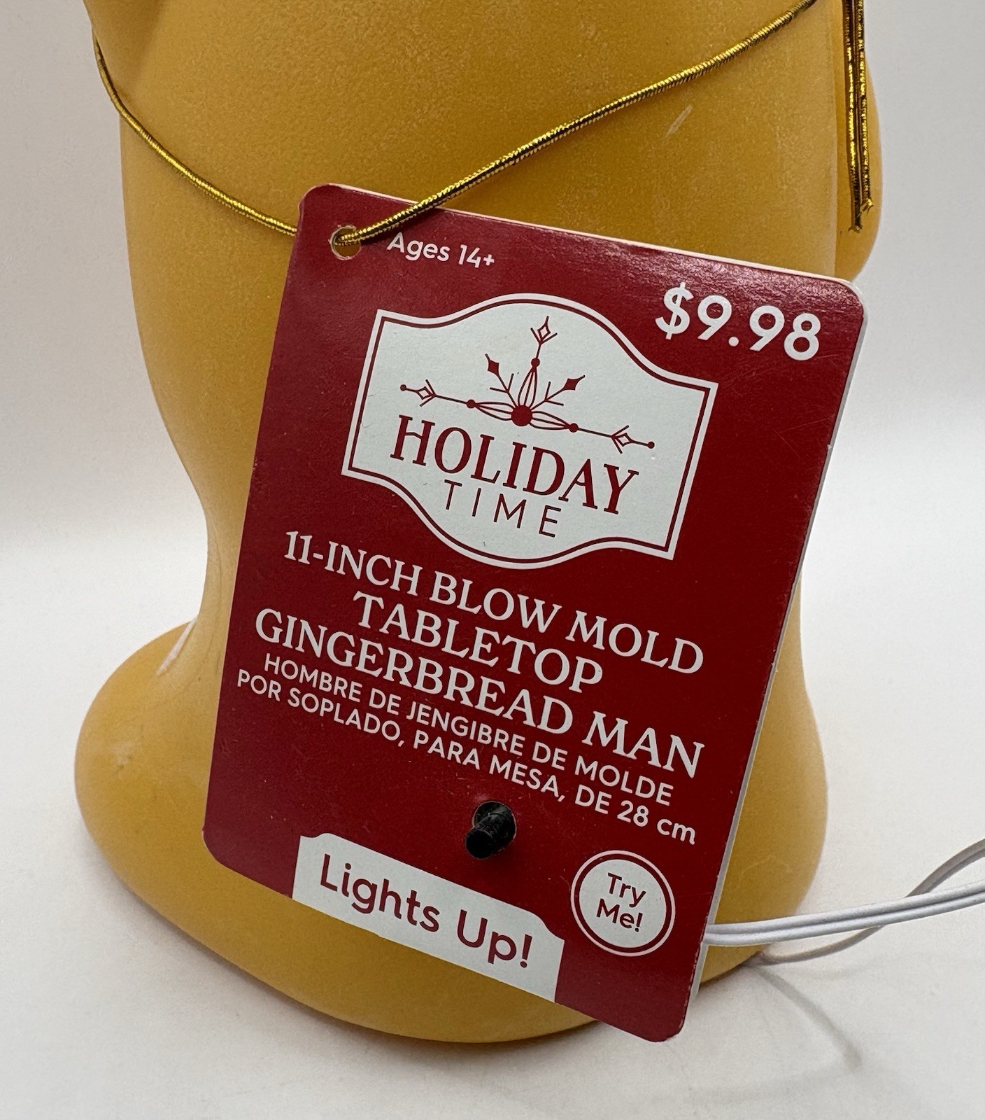 Holiday Time Gingerbread Blow Mold Tabletop Santa Hat And Candy