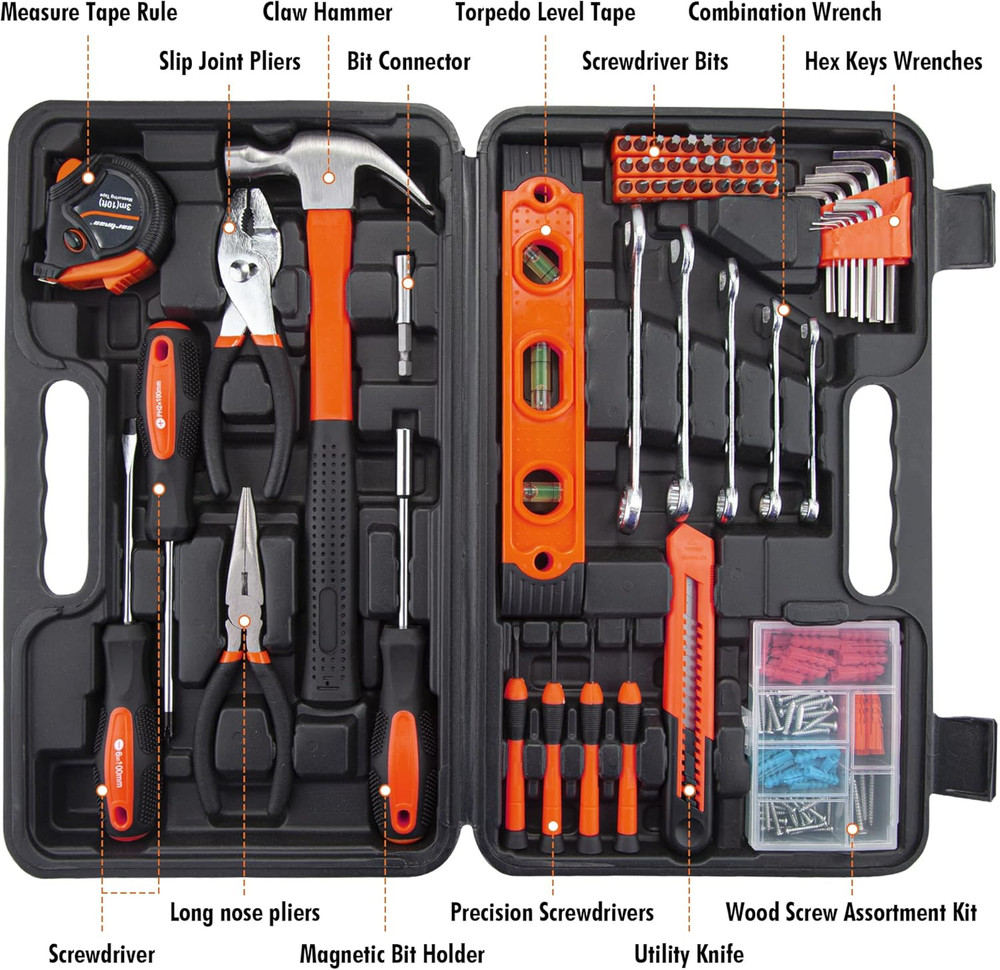152-Piece Basic Household Hand Tool Set,With Toolbox Storage Case, All Purpose H