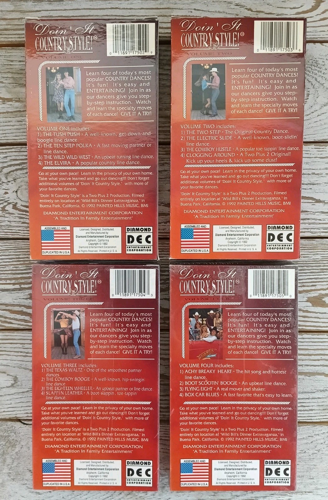 DOIN' IT COUNTRY STYLE Vol. 1-4 VHS Tape Lot Line Dancing Instructional Cassette