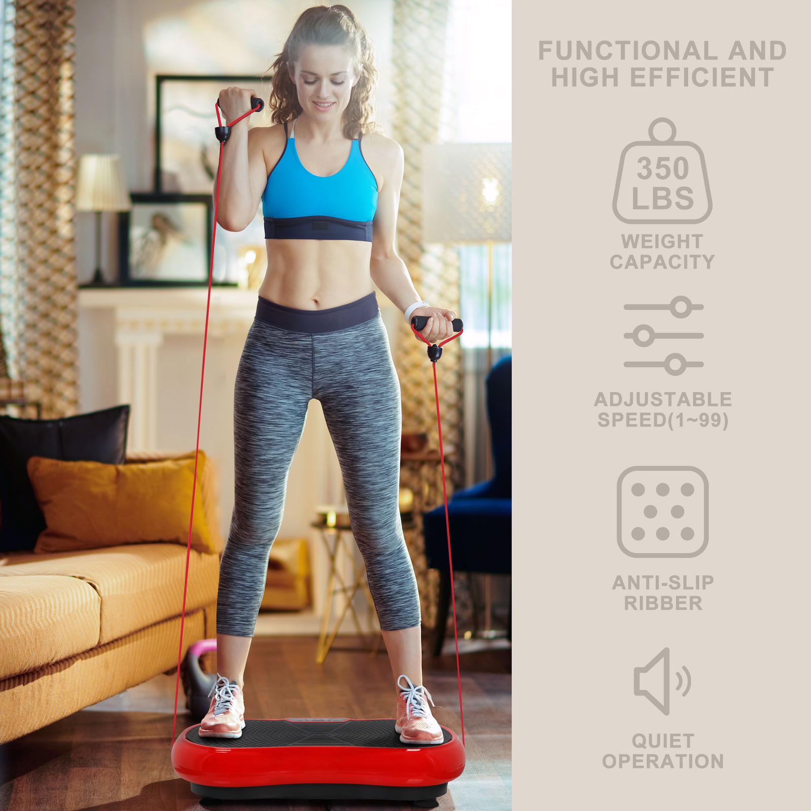 Vibration Platform Machine Crazy Fit Massage Full Body Fitness W/Bluetooth Red