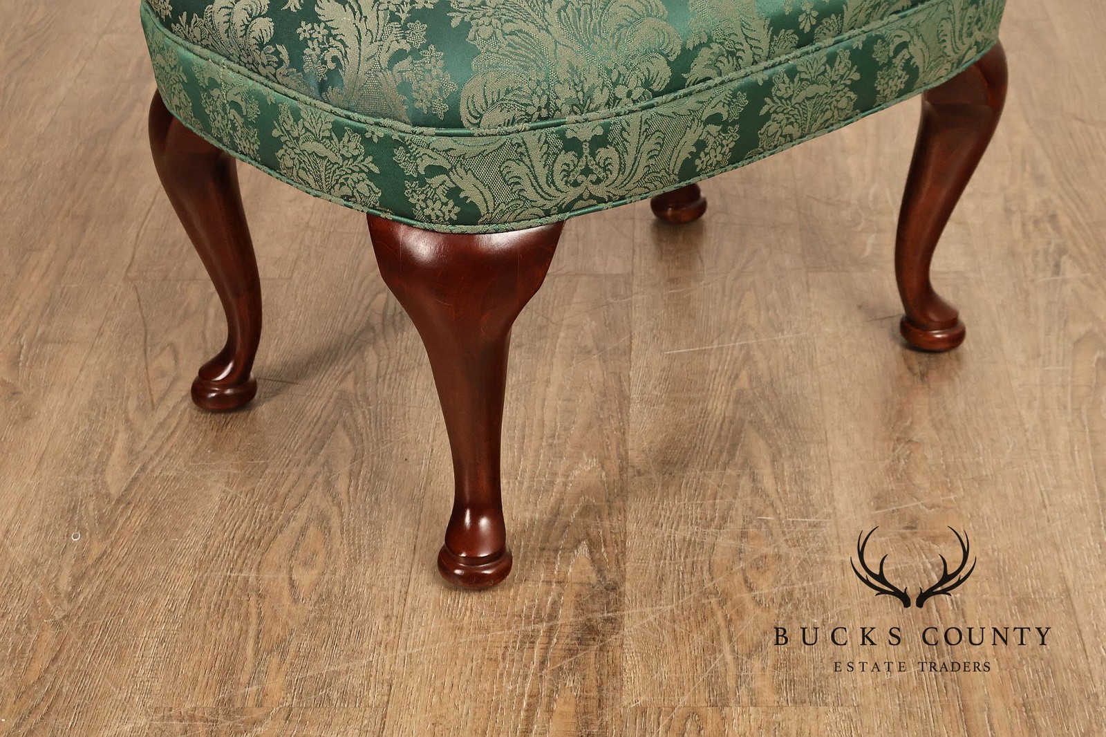 Traditional Upholstered Ottoman With Cabriole Legs