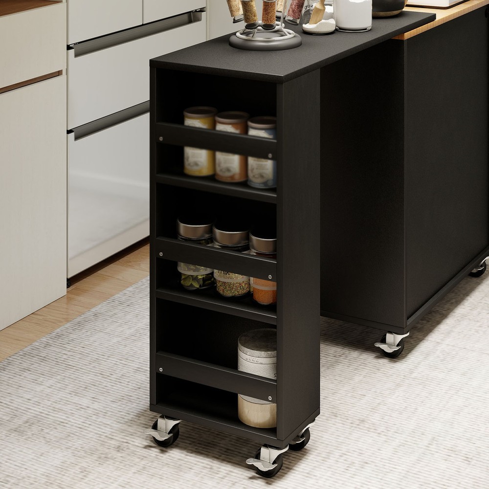 Rolling Kitchen Island Table With LED Light Power Outlets For Kitchen RAEA