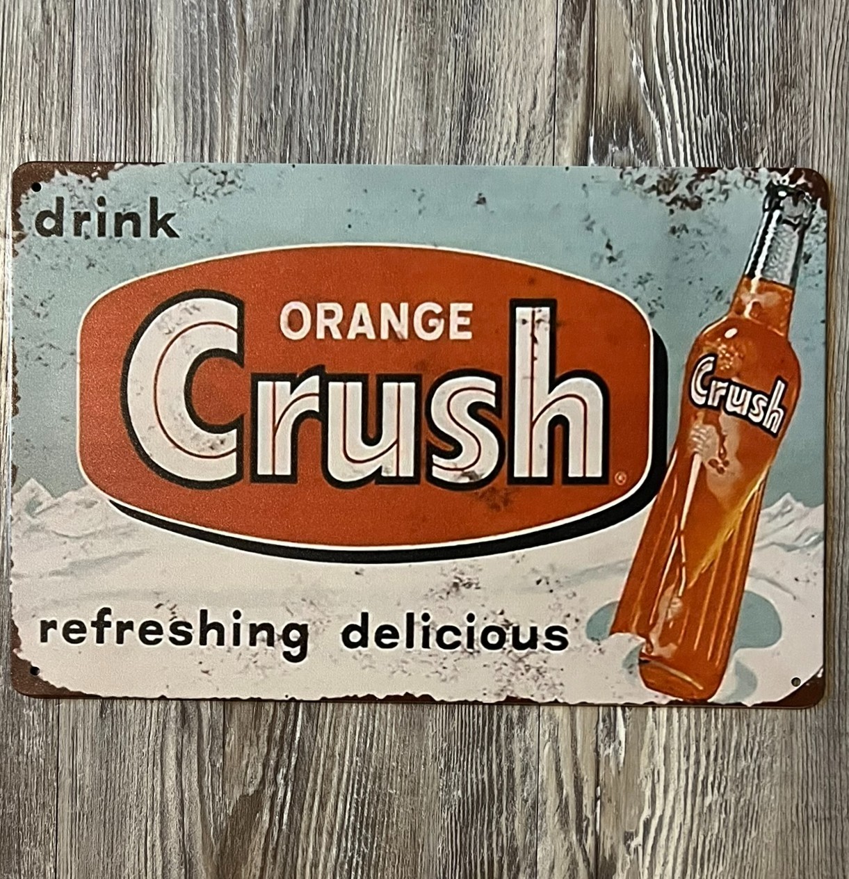 Drink Orange Crush 8 x 12 Novelty Vintage Metal Sign Shrink-Wrapped