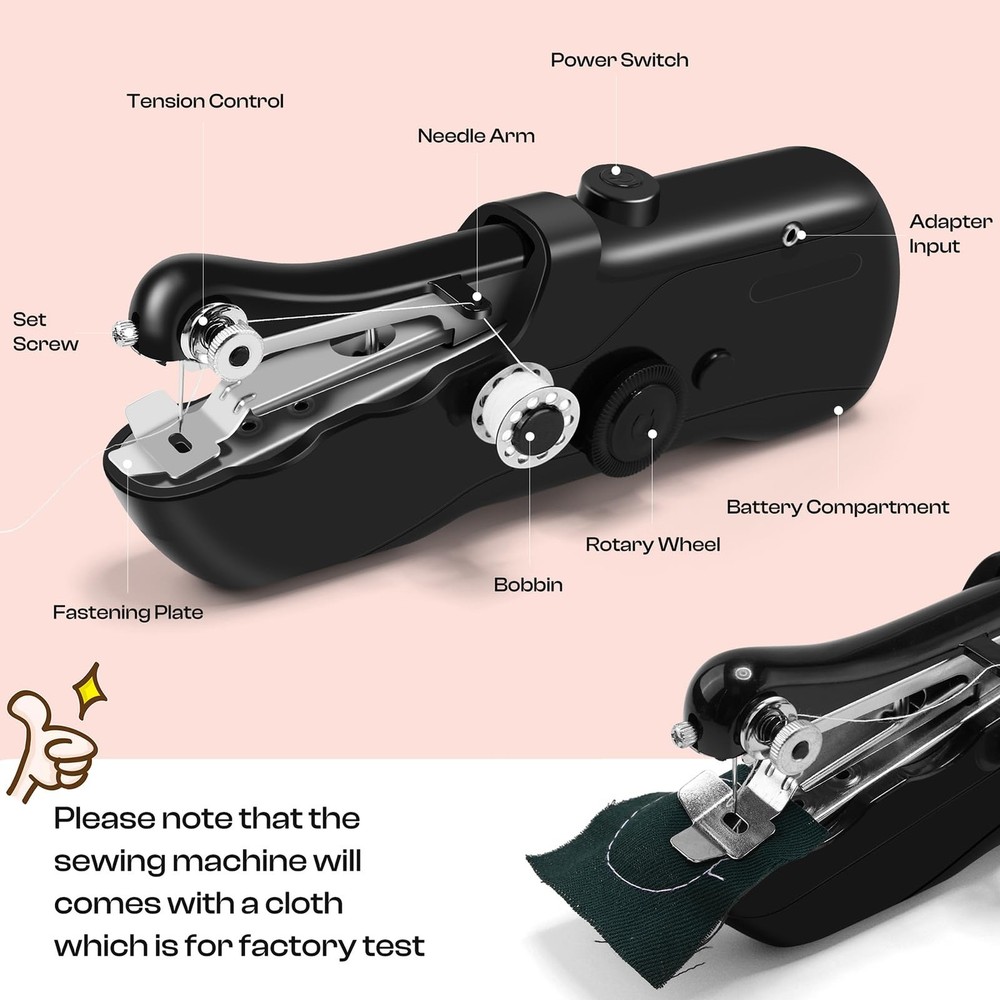 Handheld Sewing Machine, Quick Mini Sewing Machine with Portable Sewing Baske...