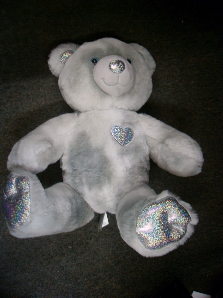 Build A Bear Light Up White Silver Heart Glows Changes Color BAB