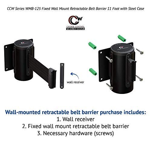 Crowd Control Wall Mount Retractable Belt Barrier System WMB-125 Fixed Single