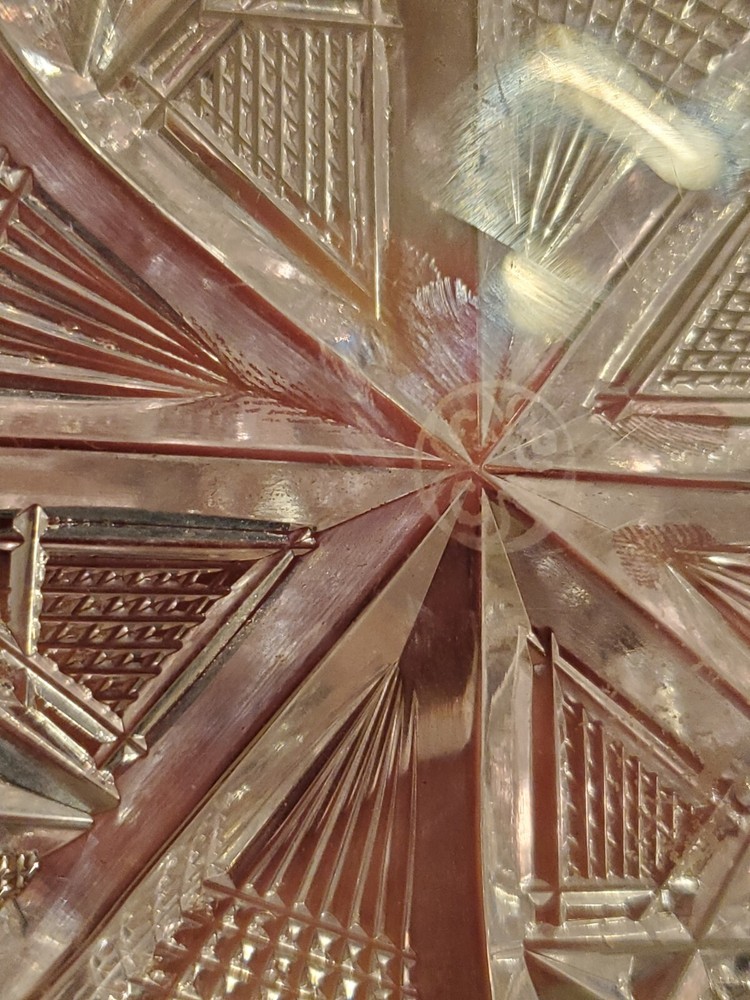 Antique Cut Sharp Crystal Glass Handled Bon Bon Candy Dish 5"