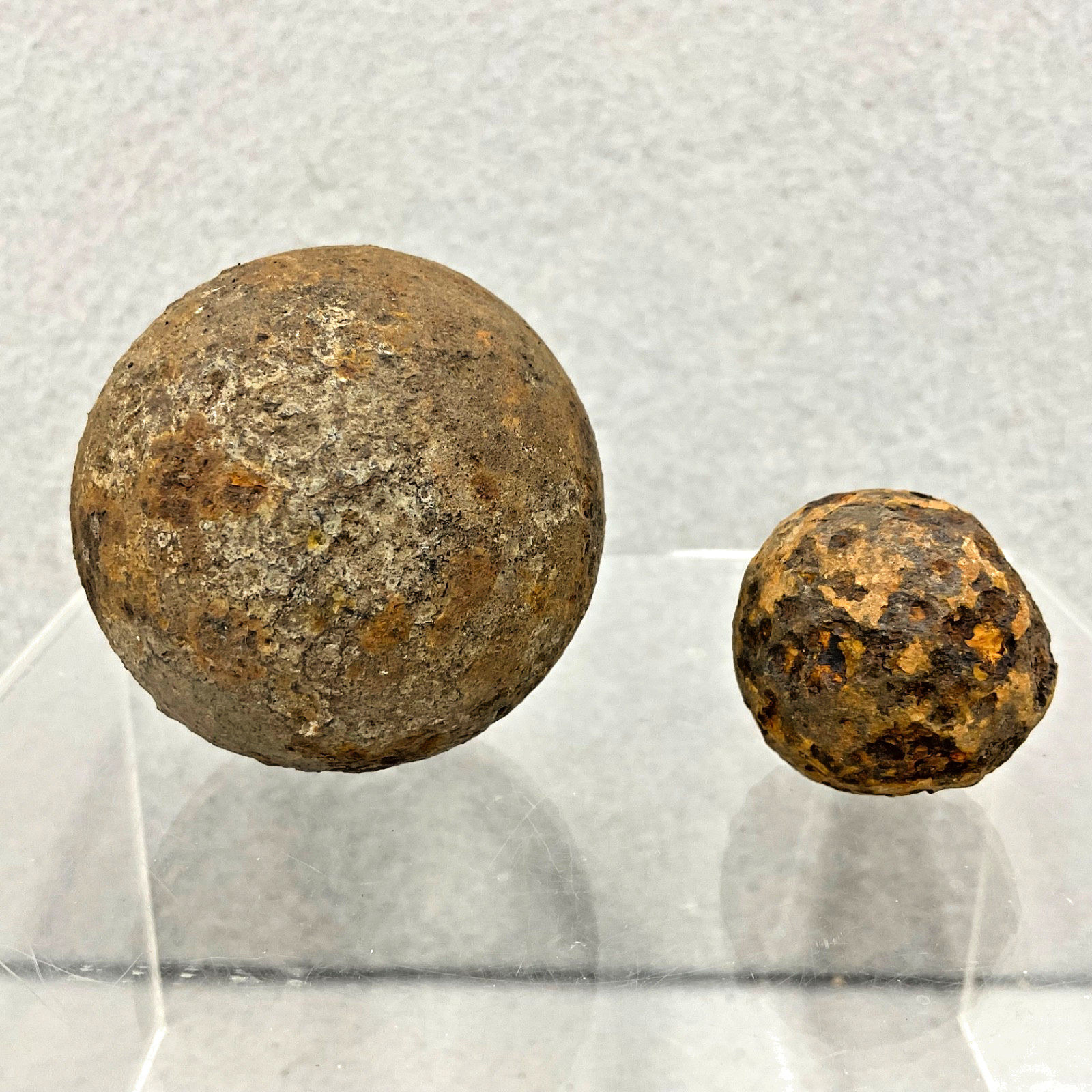 Antique Cannon Balls Civil War Era 2 Inch , 1+ Inch Grape Shot Lot of 2