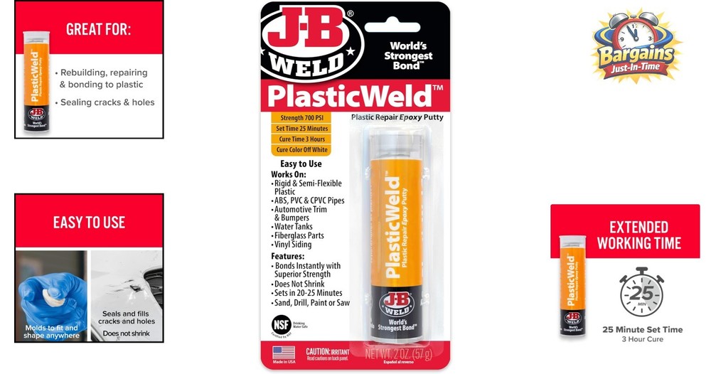 Versatile 2 oz PlasticWeld Epoxy Putty - Perfect for Home Repairs and Projects