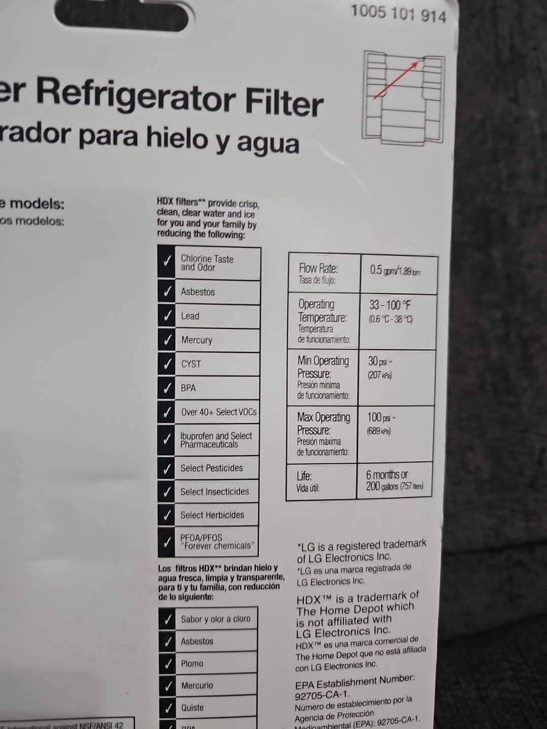 BRAND NEW!! HDX Refrigerator Water Filter Replacement (2-pack) LT1000P