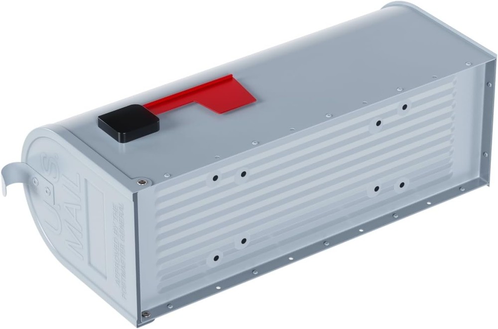 Stylish Post-Mount Mailbox with Flag - Medium Galvanized Steel, Fully Assembled