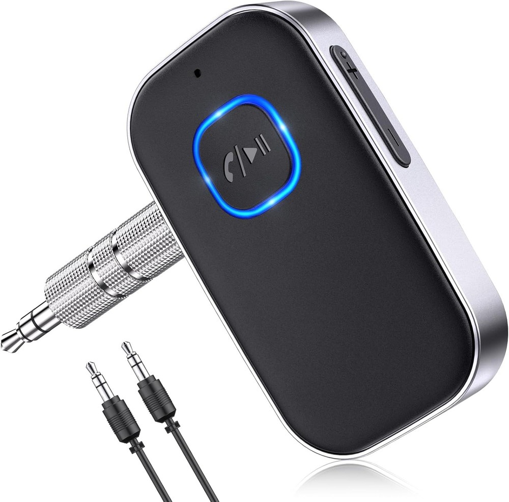 Hands-Free Bluetooth Receiver with 3.5mm AUX, 16H Battery for Car & Headphones