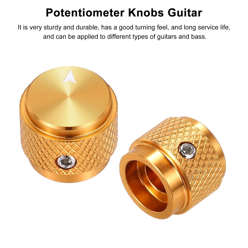 2PCS Guitar Knobs Metal, Volume Tone Control Dome Knobs 1/4", Gold