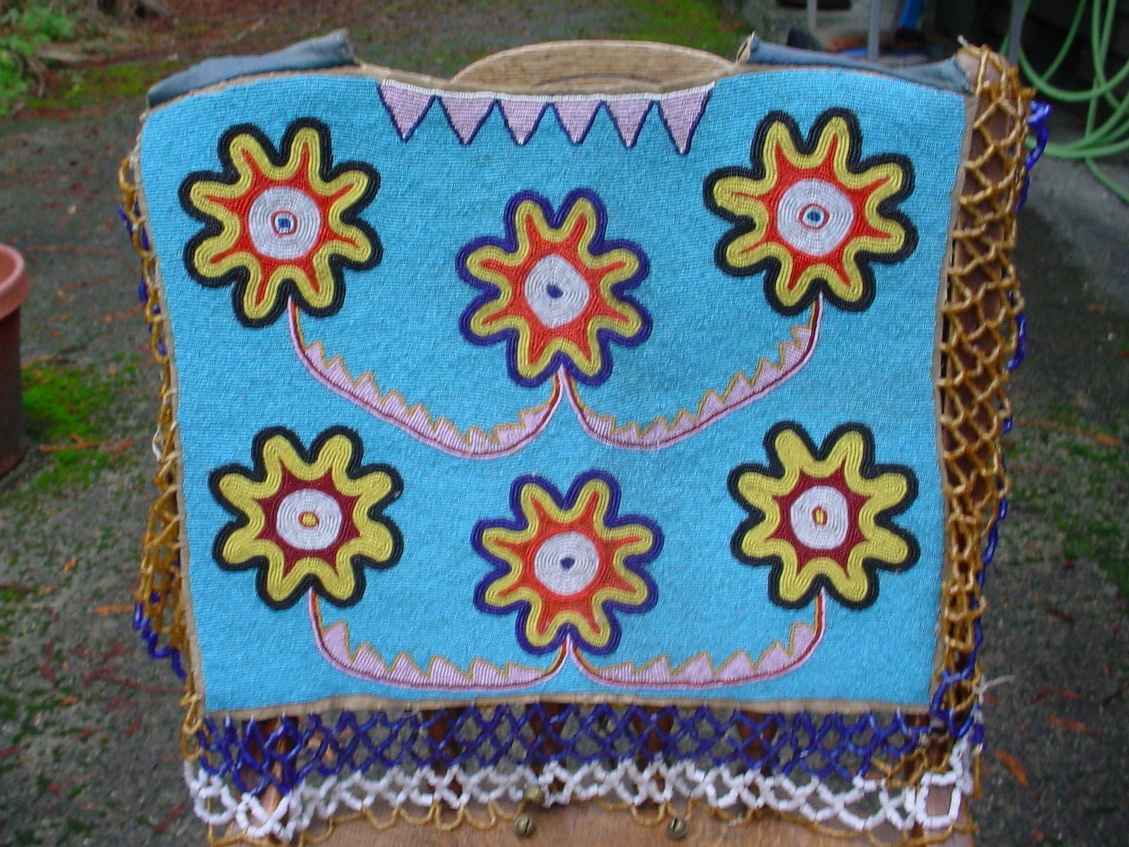 OLD CA 1900 YAKAMA PLATEAU INDIAN FULLY BEADED CAPE YOKE JINGLE DANCE