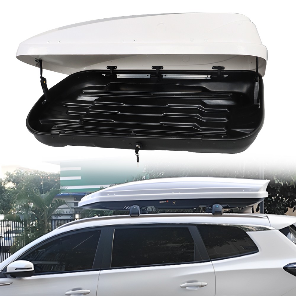 Labwork 14 Cubic Feet ABS Car Roof Top Box Cargo Luggage Carrier White W/2 Locks