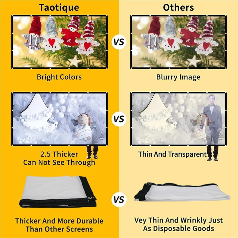 Projector Screen Manual Pull Down HD Screen 16:9 4K 150" Projection Screen